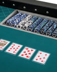 D9 The Dealer Pro Poker Table with Heavy Duty Folding Legs and Casino Grade Playing Cloth (213cm) - Riverboat Gaming Poker