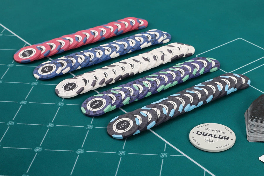 The Game Theory Ceramic Poker Chipset - 500 Piece Numbered Poker Chips Set - Riverboat Gaming Poker