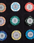 Numerowane żetony do pokera Casino Royale - 14 g, 100 sztuk w stojaku (wszystkie nominały)