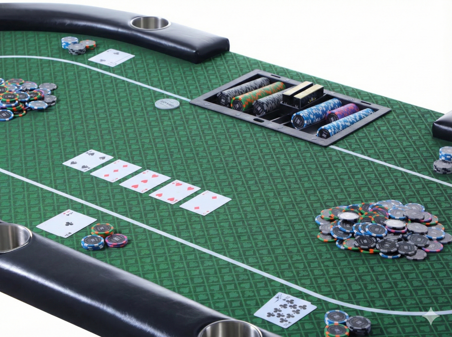 Riverboat Dealer P9 Tournament Poker Table in Suited Speed Cloth (213 x 112cm)