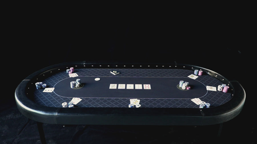 P10 The Modern Game Table de poker avec pieds pliants très résistants et tapis de jeu de qualité casino (213 cm)