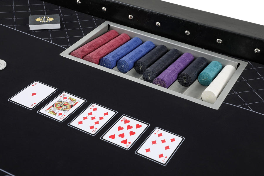 D9 The Dealer Pro Poker Table with Heavy Duty Folding Legs and Casino Grade Playing Cloth (213cm) - Riverboat Gaming Poker