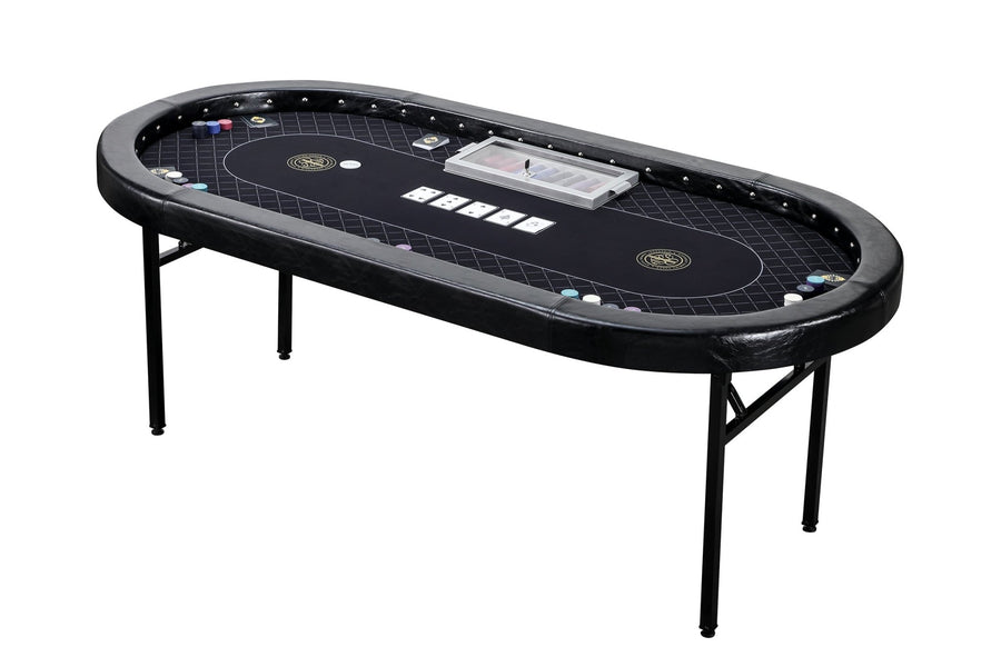 D9 The Dealer Pro Poker Table with Heavy Duty Folding Legs and Casino Grade Playing Cloth (213cm) - Riverboat Gaming Poker