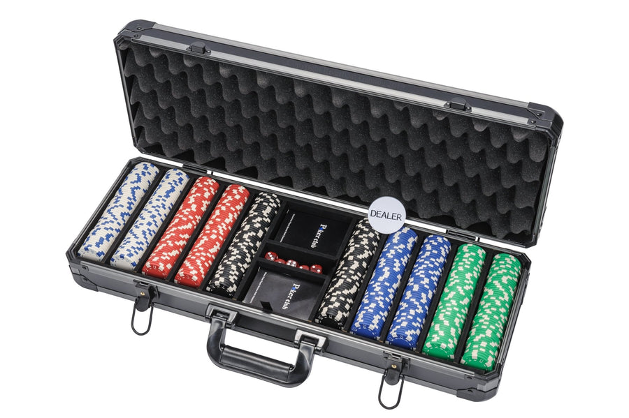 Dice Poker Chips Set - 500 Poker Chips Set in Carry Case (Free Extras) - Riverboat Gaming Poker