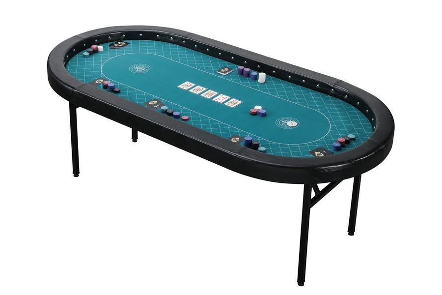 P10 The Modern Game Poker Table with Heavy Duty Folding Legs and Casino Grade Playing Cloth (213cm) - Riverboat Gaming Poker
